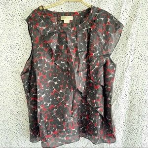 Michael Michael Kors Silk Top Animal Print Ruffle Sleeveless 3x